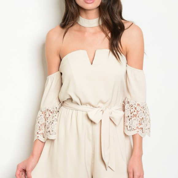 Pants - KHAKI CHOKER ROMPER @LAST ONE